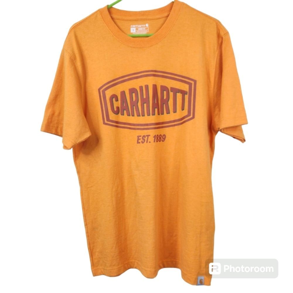 Carhartt Mens Loose Fit Front Side Spellout Hem Logo Short Sleeve Tee Small